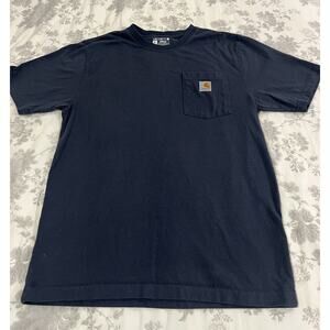 Carhartt Men's Loose Fit Small Short-Sleeve Pocket T-Shirt Navy Preowned